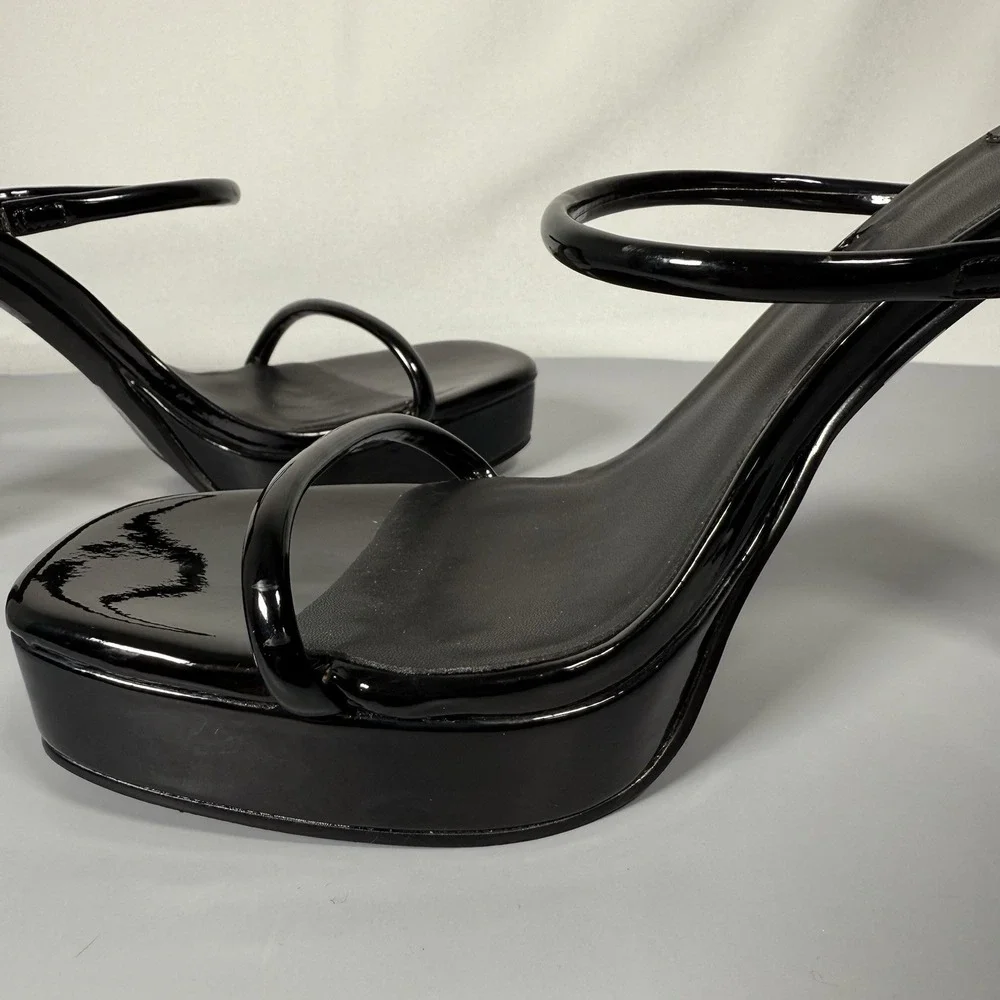 Jeffrey Campbell Hustler Platform‎ Heel Black Patent Leather 7.5